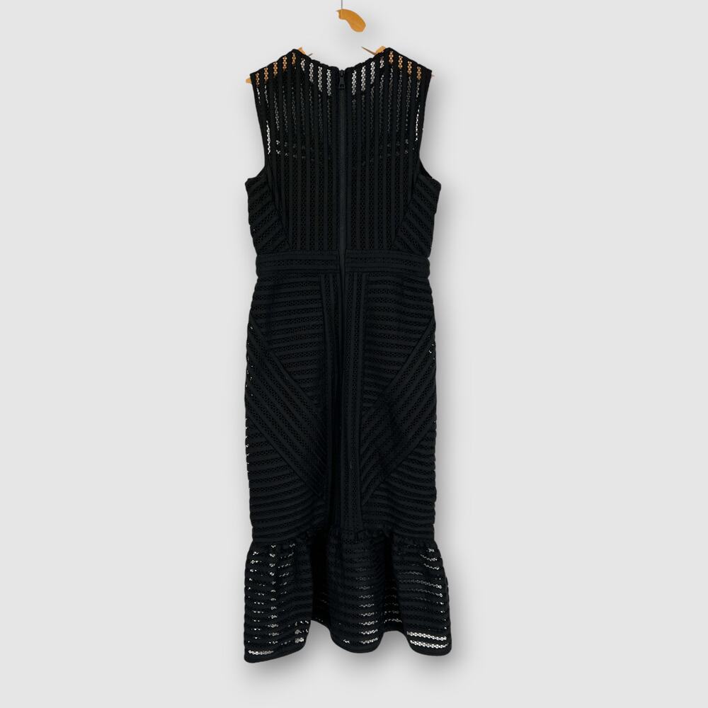 Bardot Black Lace Midi Dress Ruffle Fluted Hem Size 6 - Picture 3 of 7